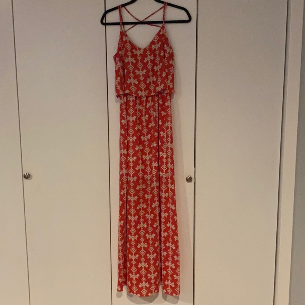Orange patterned maxi dress